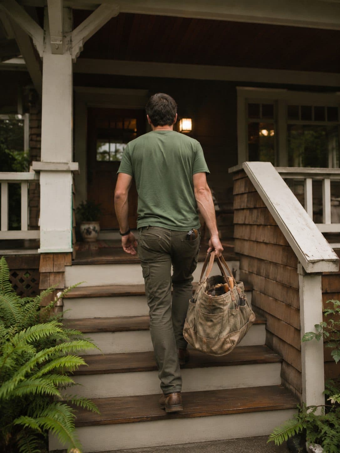 Arriving at the front porch of a Portland craftsman home